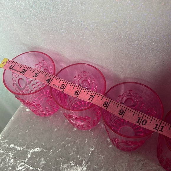 4 cups pink luxury barbiecore plastic 50s design cute neon see through stackable - Picture 7 of 9